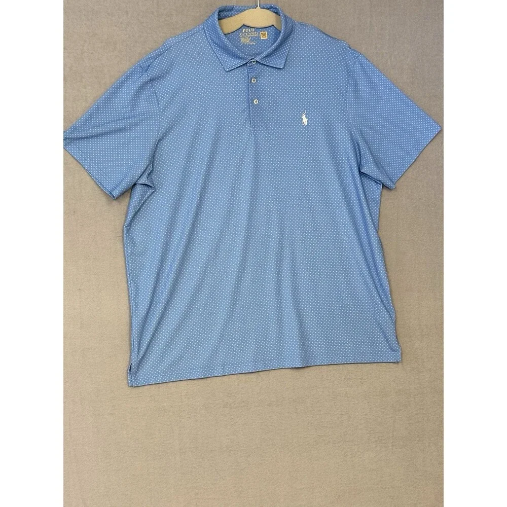 Polo Ralph Lauren Performance Polo Mens XL Blue Geometric Diamond Classic Fit